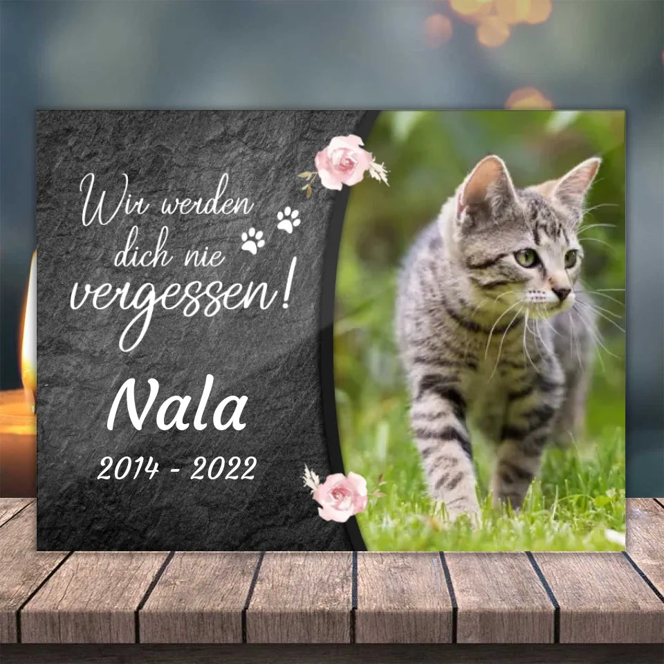 Katzen Gedenkglas mit Foto (Spezialdruck hinter Acrylglas)